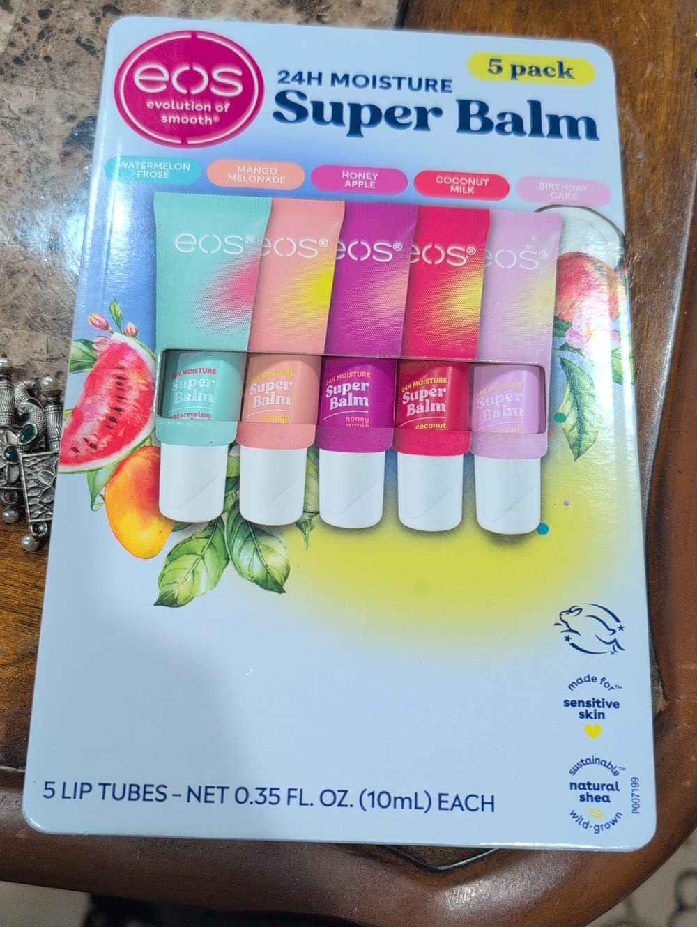 eos Super Balm 5-Pack Lip Tubes — mint, peach, pink, coral, lavender